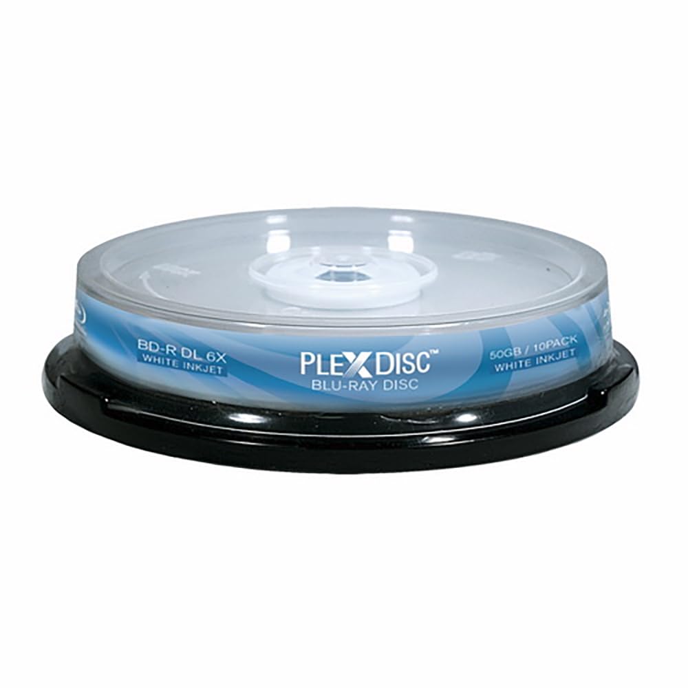 50 GB 6X Blu-ray Double Layer White Inkjet Recordable Disc BD-R DL, 10-Disc Spindle A309712