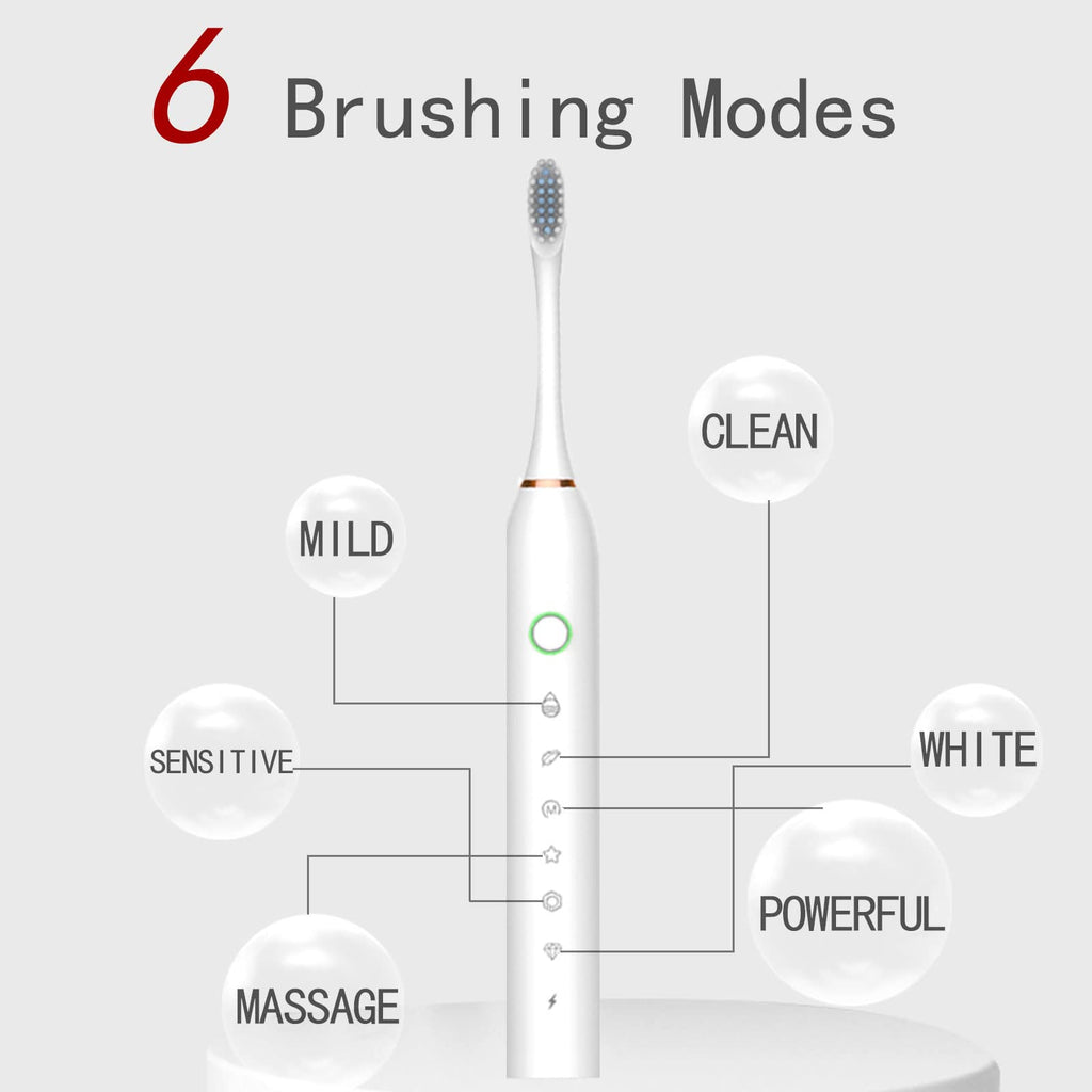 2 Pack Electric Toothbrush with 8 Brush Heads Black+White J968062