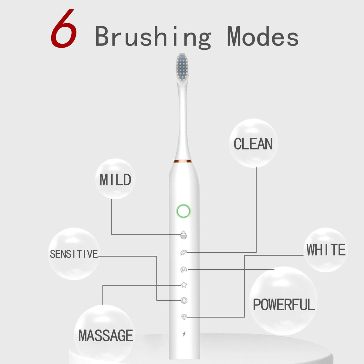2 Pack Electric Toothbrush with 8 Brush Heads Black+White J968062