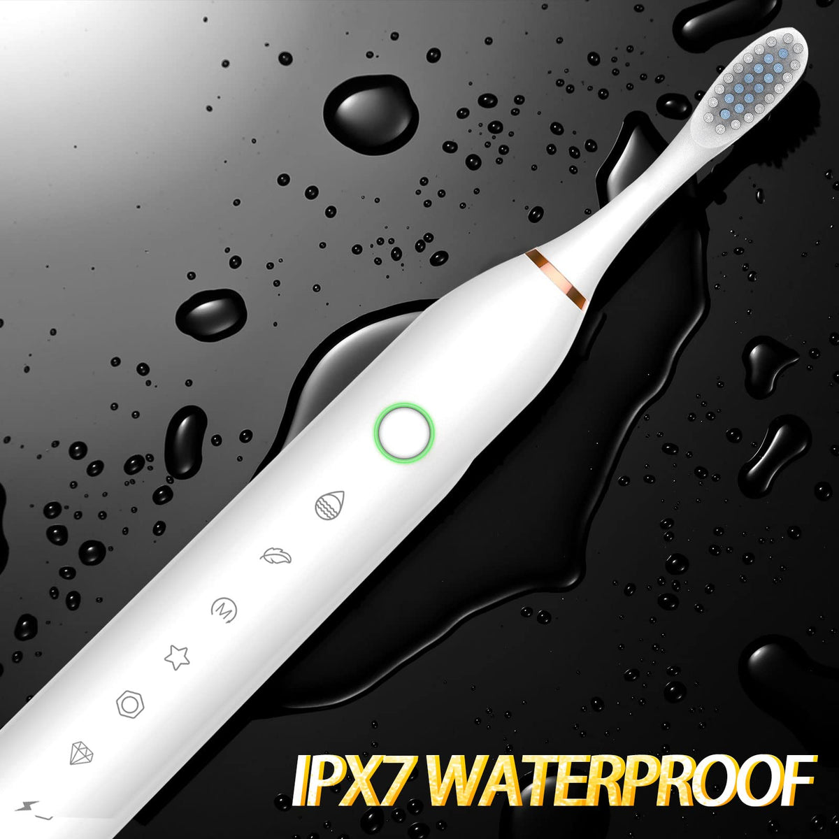 2 Pack Electric Toothbrush with 8 Brush Heads Black+White J968062
