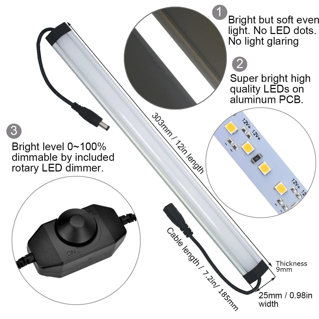 Under Cabinet LED Lighting Kit, 6 PCS 12 Inches Light Bars, Daylight White R49147