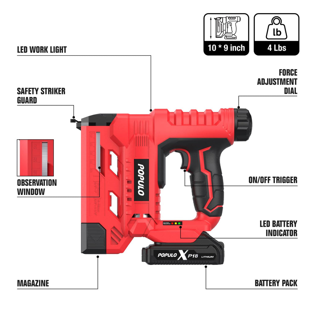 18 Gauge 2 In 1 Cordless Brad Nailer Stapler R9044