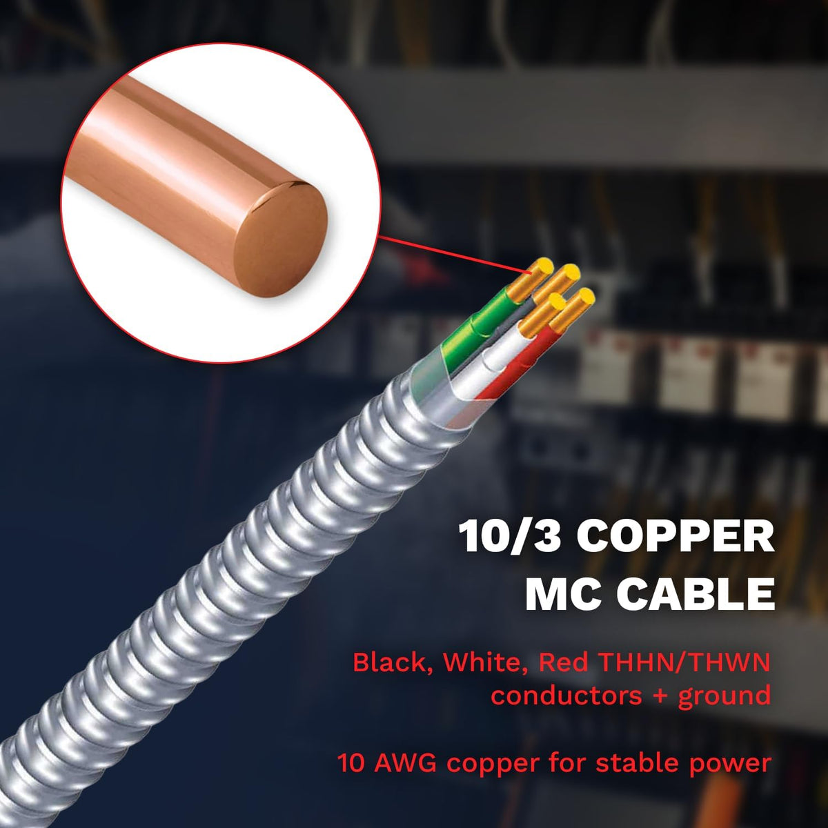 10/3 Metal Clad Aluminum Armor Cable 100 Ft D7941
