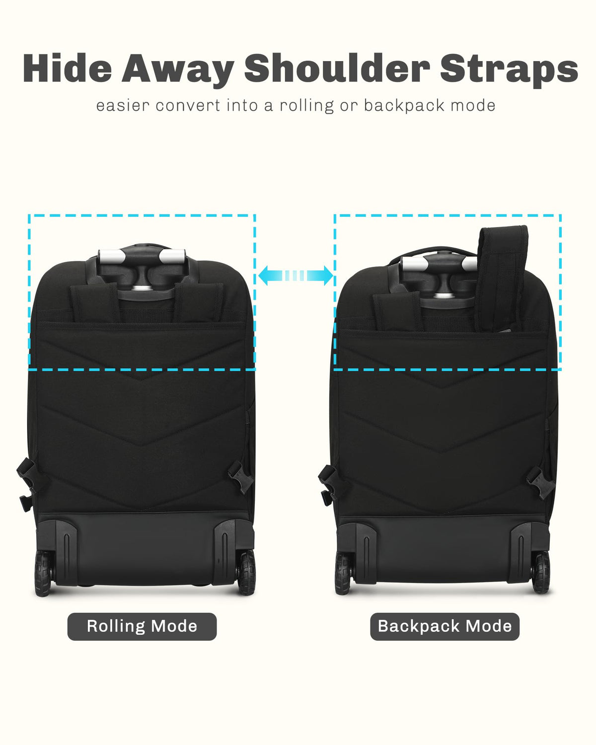 Rolling Backpack with Wheels 43L with Packing Cubes Set 6PC U1485
