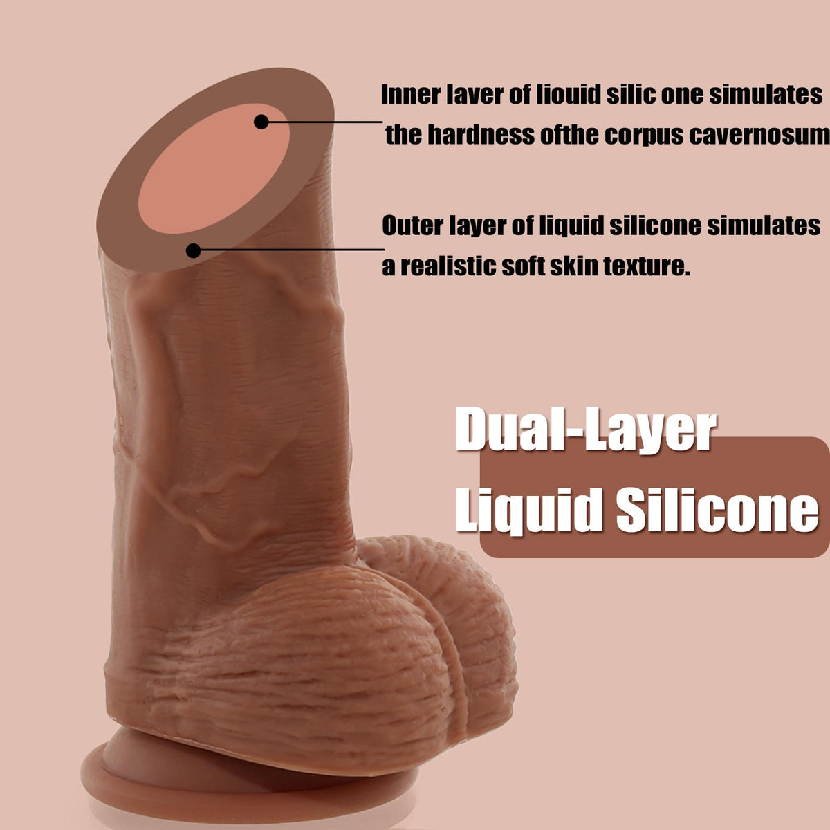 12 inch Dual Silicone Curved Dildo with Suction Cup W54356