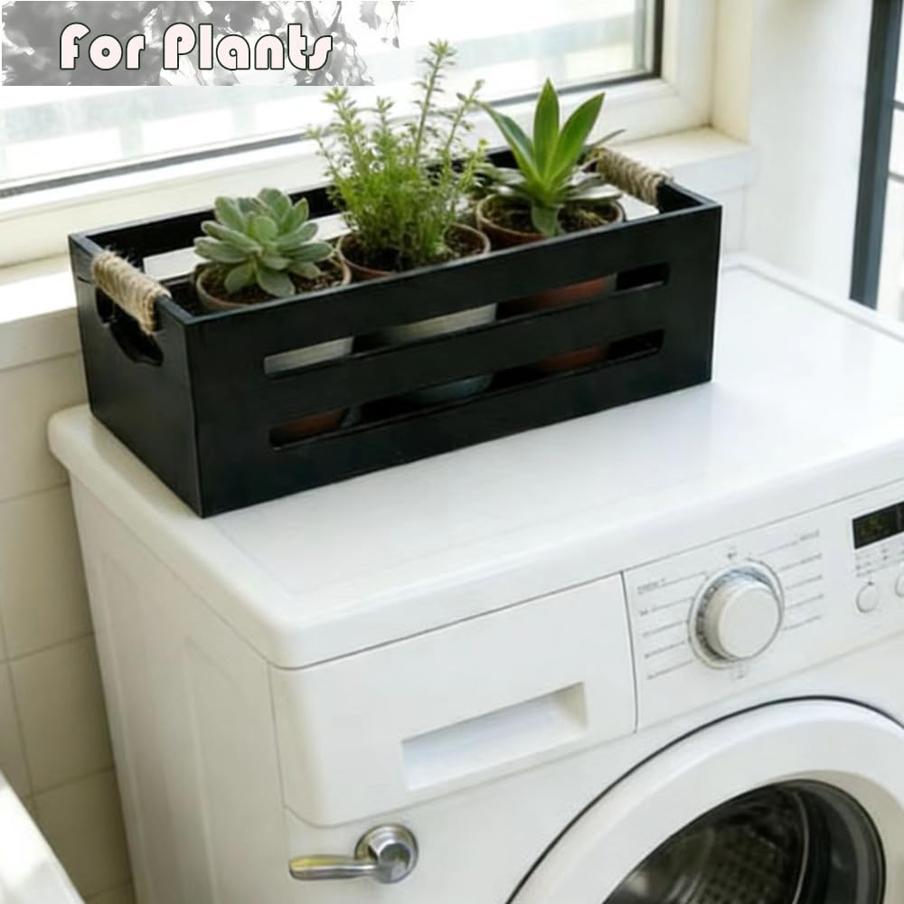 2 Pack Wooden Bathroom Storage Crates with Rope Handles M590425