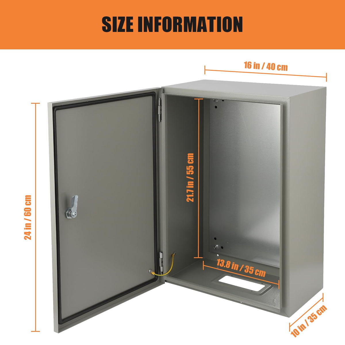24" x 16" x 10" Waterproof Stainless Steel Electrical Enclosure Box with Lock S255676