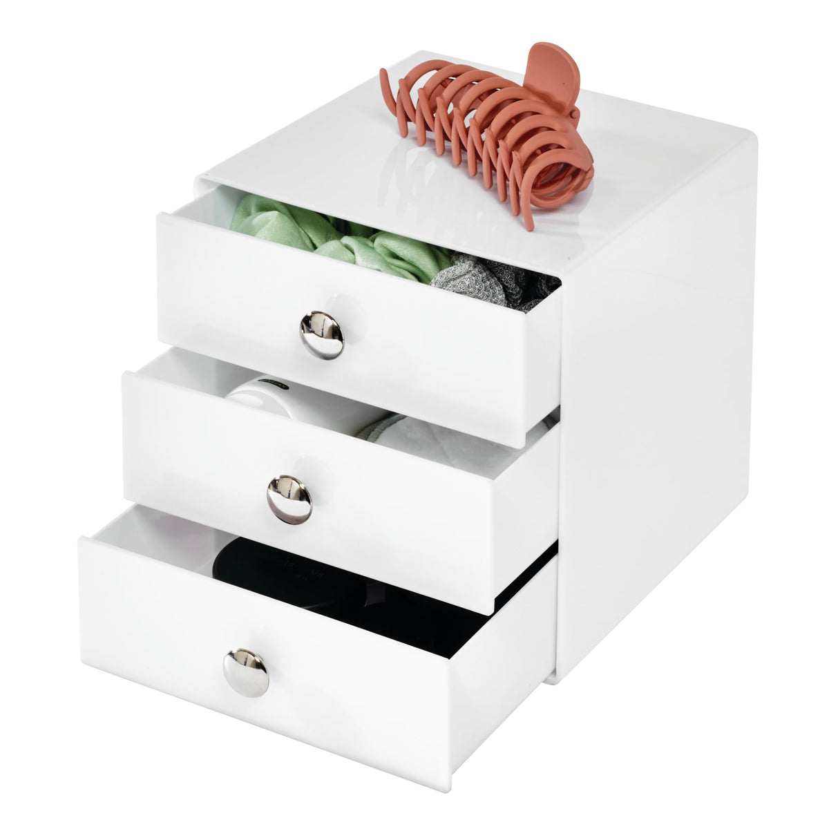 3-Drawer Plastic Vanity Organizer Set White U128525