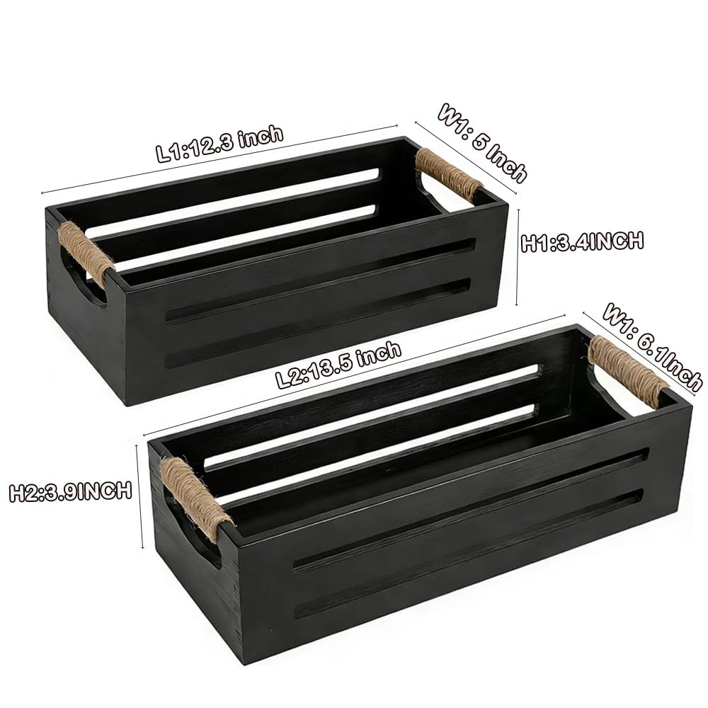 2 Pack Wooden Bathroom Storage Crates with Rope Handles M590425