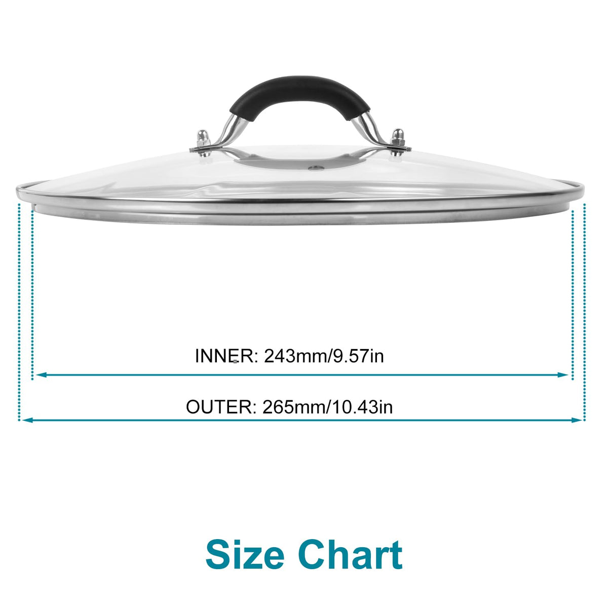 10.25 Inch Tempered Glass Lid with Steam Vent N3647
