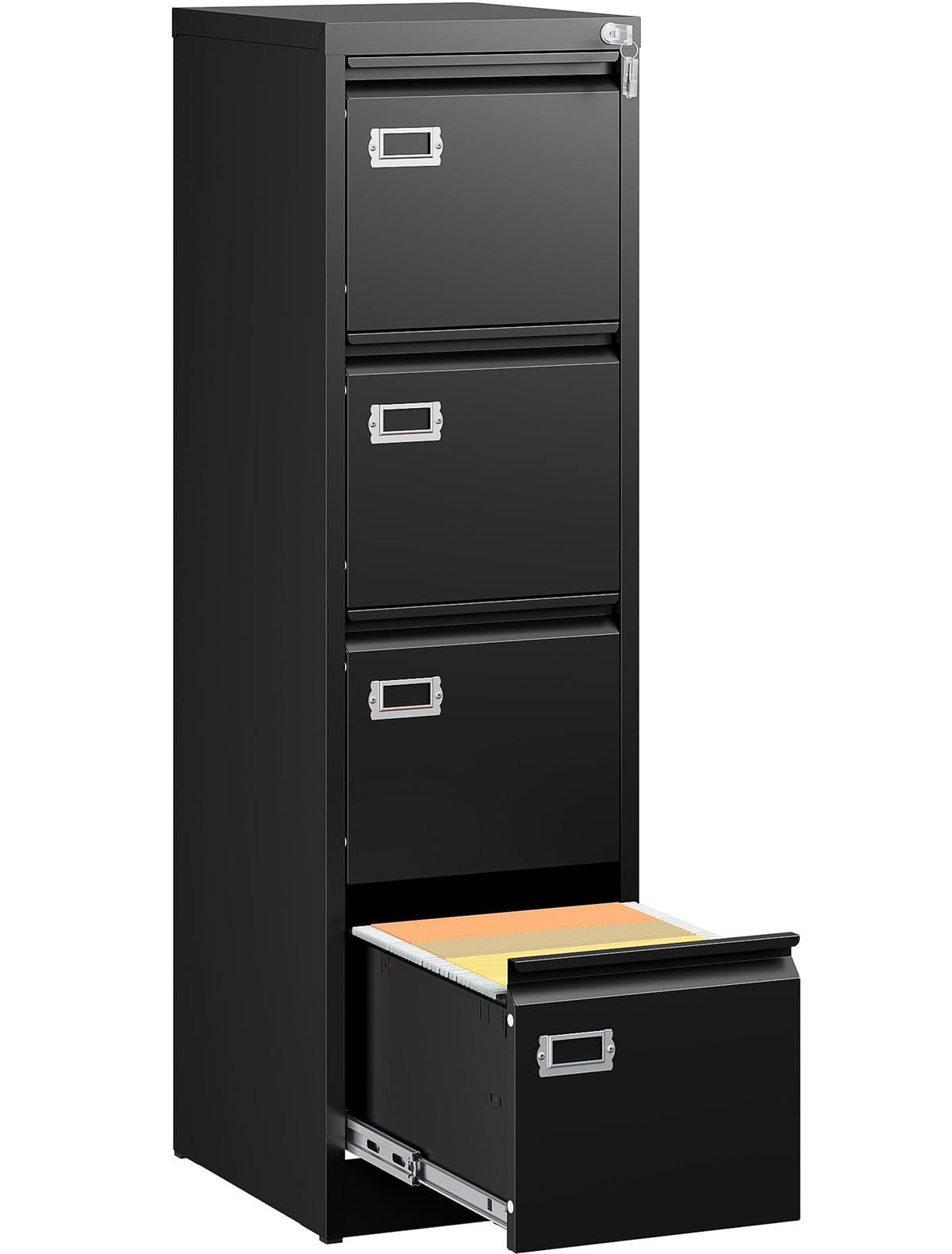 4 Drawer Black Metal File Cabinet with Lock N778