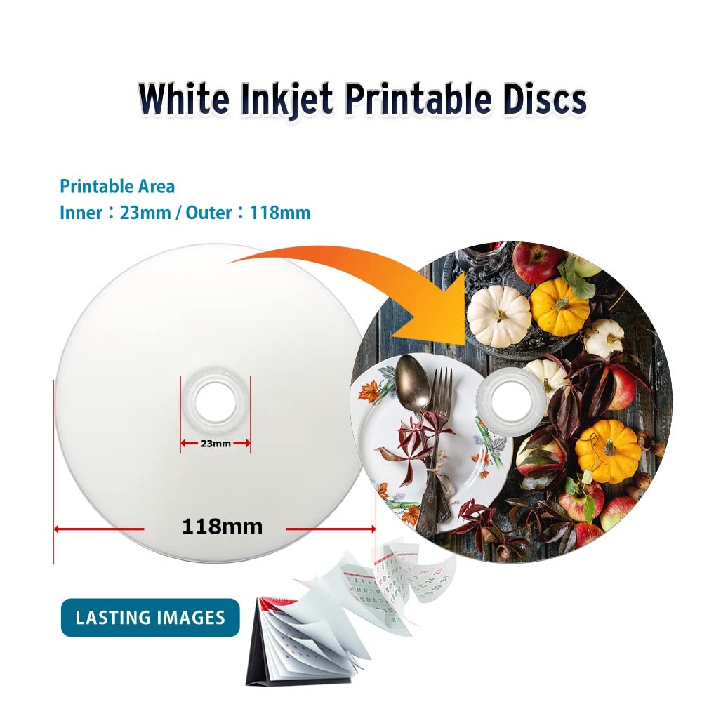 50 GB 6X Blu-ray Double Layer White Inkjet Recordable Disc BD-R DL, 10-Disc Spindle A309712