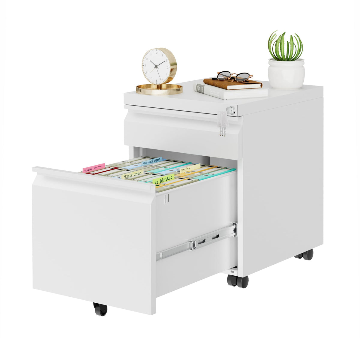 2 Drawer Metal Mobile File Cabinet with Lock O767642
