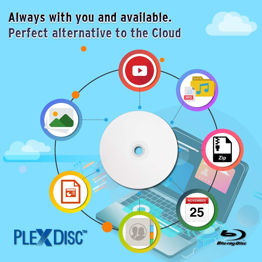 50 GB 6X Blu-ray Double Layer White Inkjet Recordable Disc BD-R DL, 10-Disc Spindle A309712