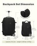 Rolling Backpack with Wheels 43L with Packing Cubes Set 6PC U1485