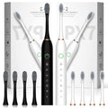 2 Pack Electric Toothbrush with 8 Brush Heads Black+White J968062
