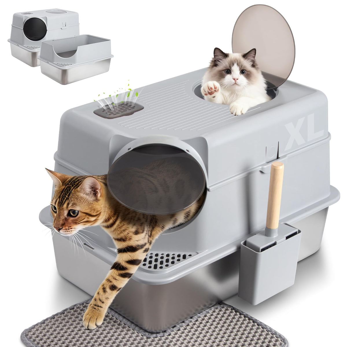 Stainless Steel Extra Large Enclosed Cat Litter Box C25264