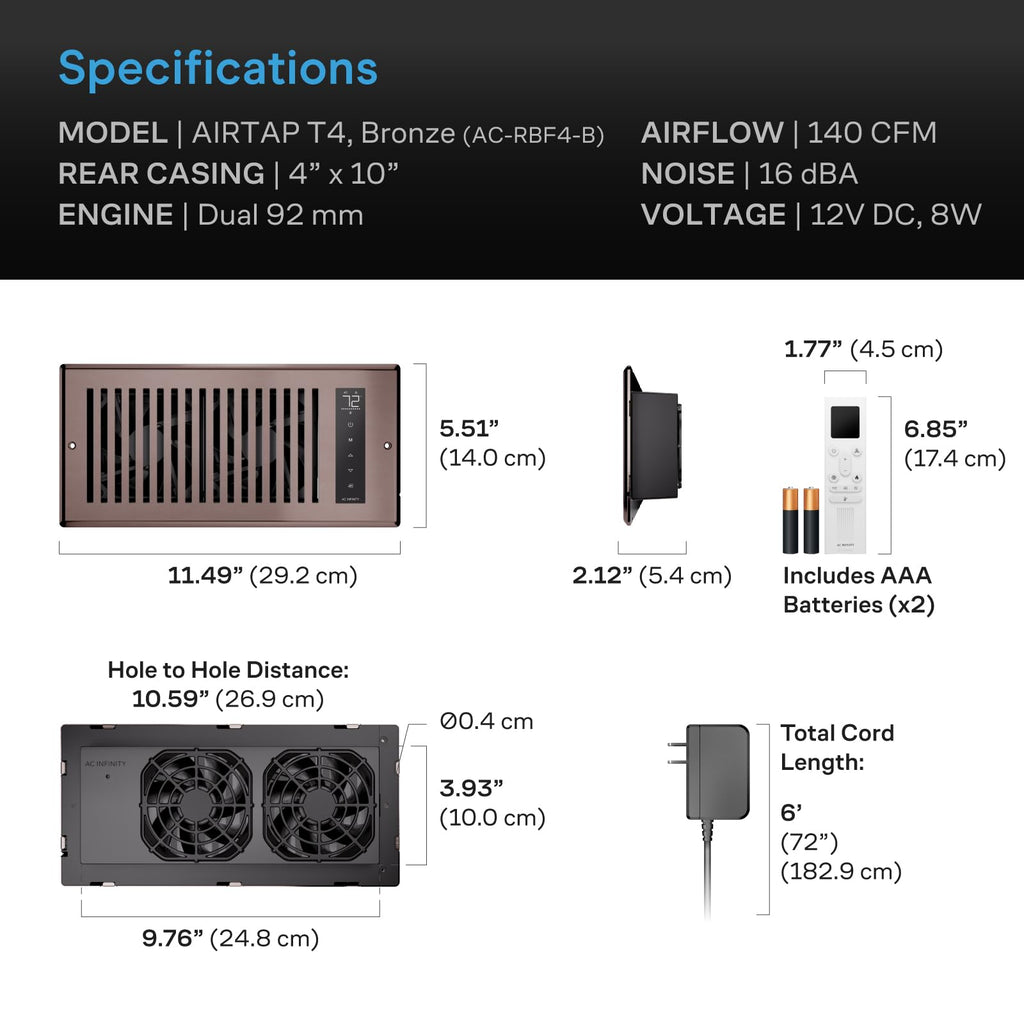 Bronze Register Booster Fan for 4”x10” Openings E404180