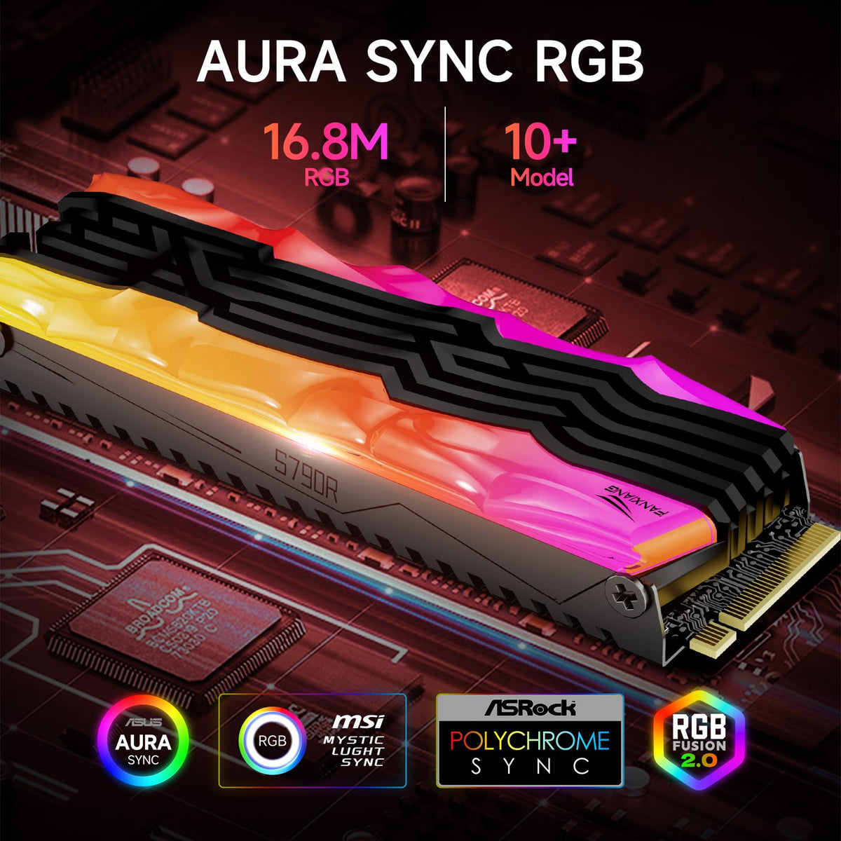 2TB NVMe M.2 SSD PCIe 4.0 Internal Solid State Drive with RGB Heatsink I9148