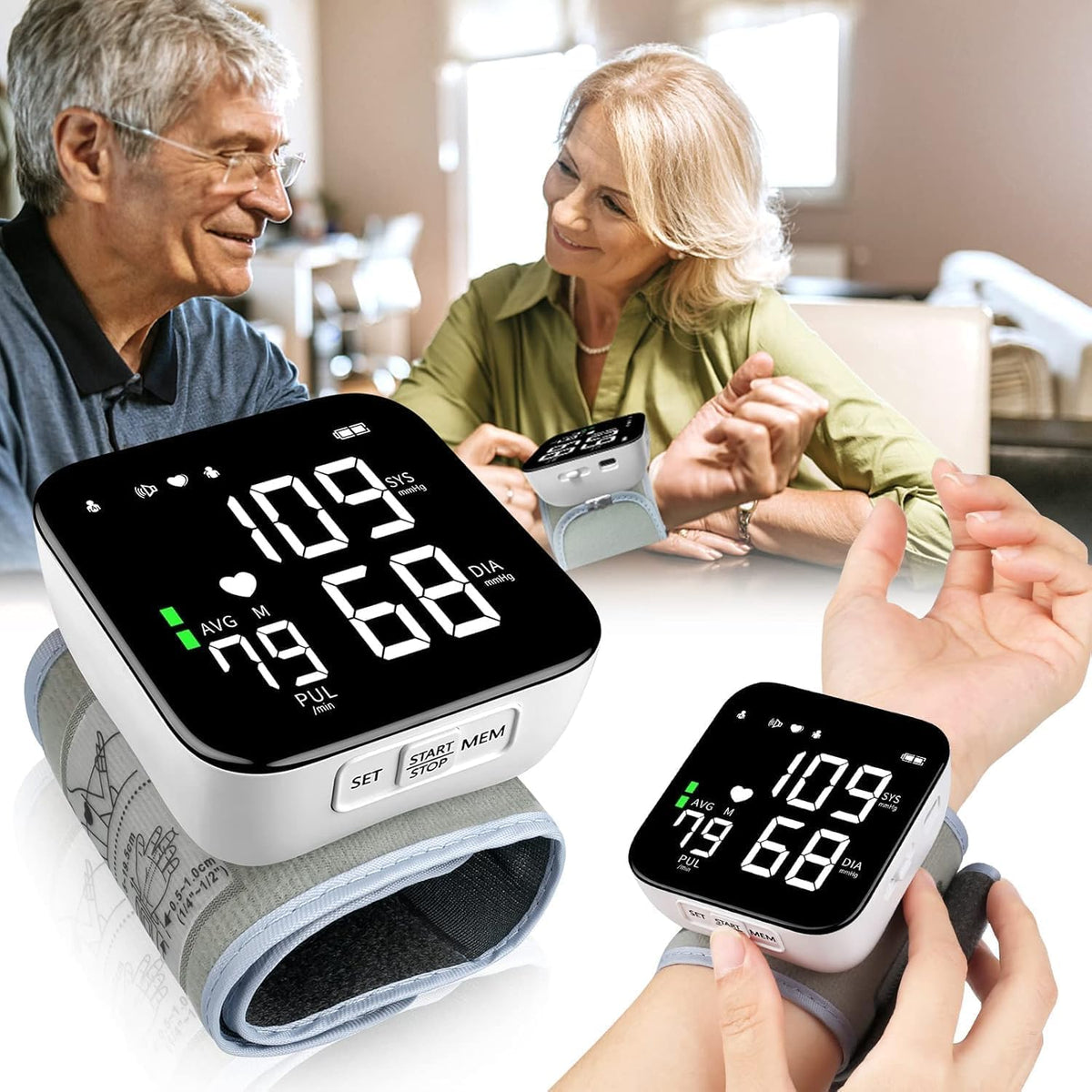 Wrist Blood Pressure Monitor with 90X2 Readings Memory G918