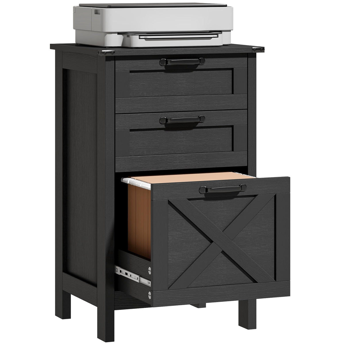 3 Drawer Black File Cabinet B879699