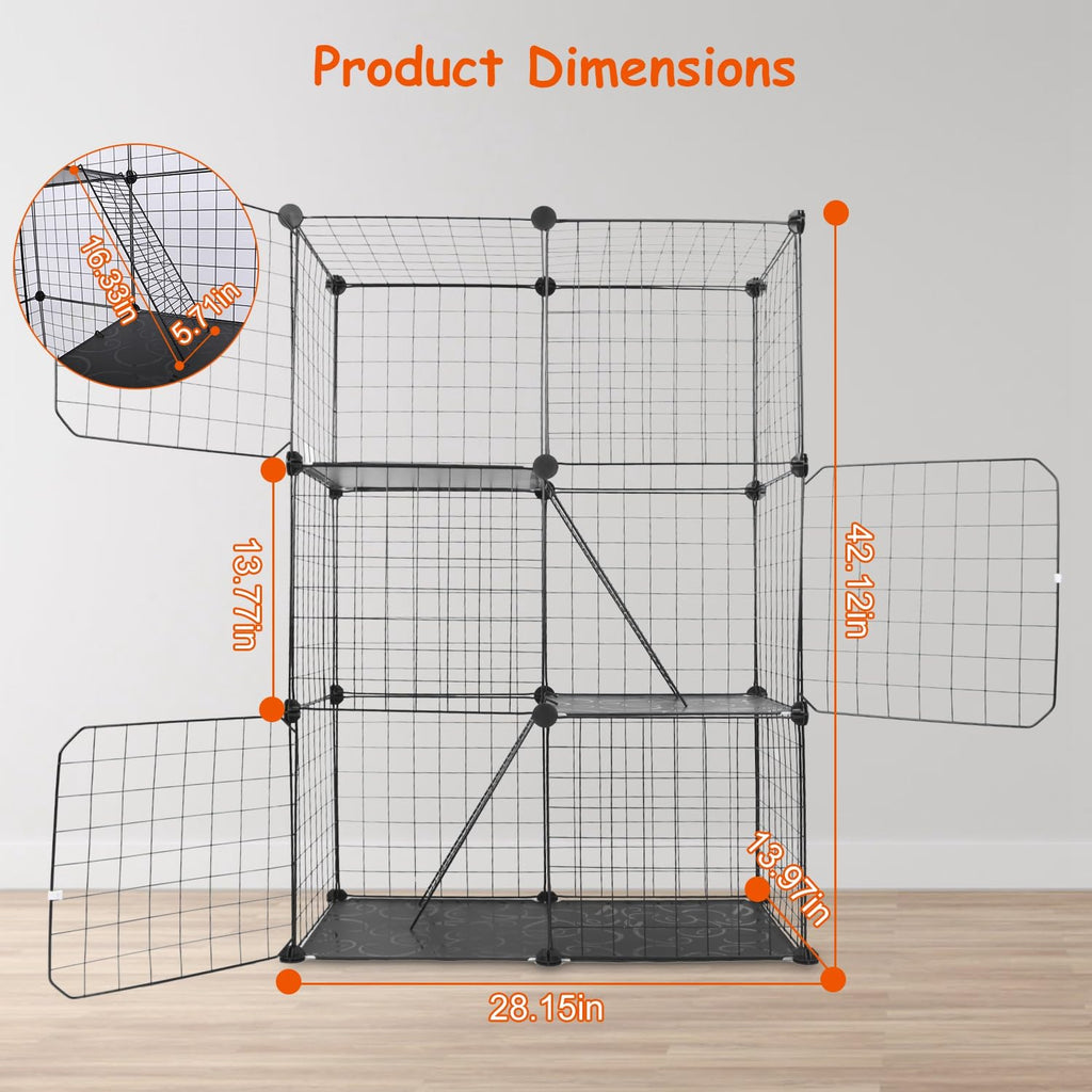 3-Tier Cat Cage with 3 Doors 2 Ramp Ladders R319