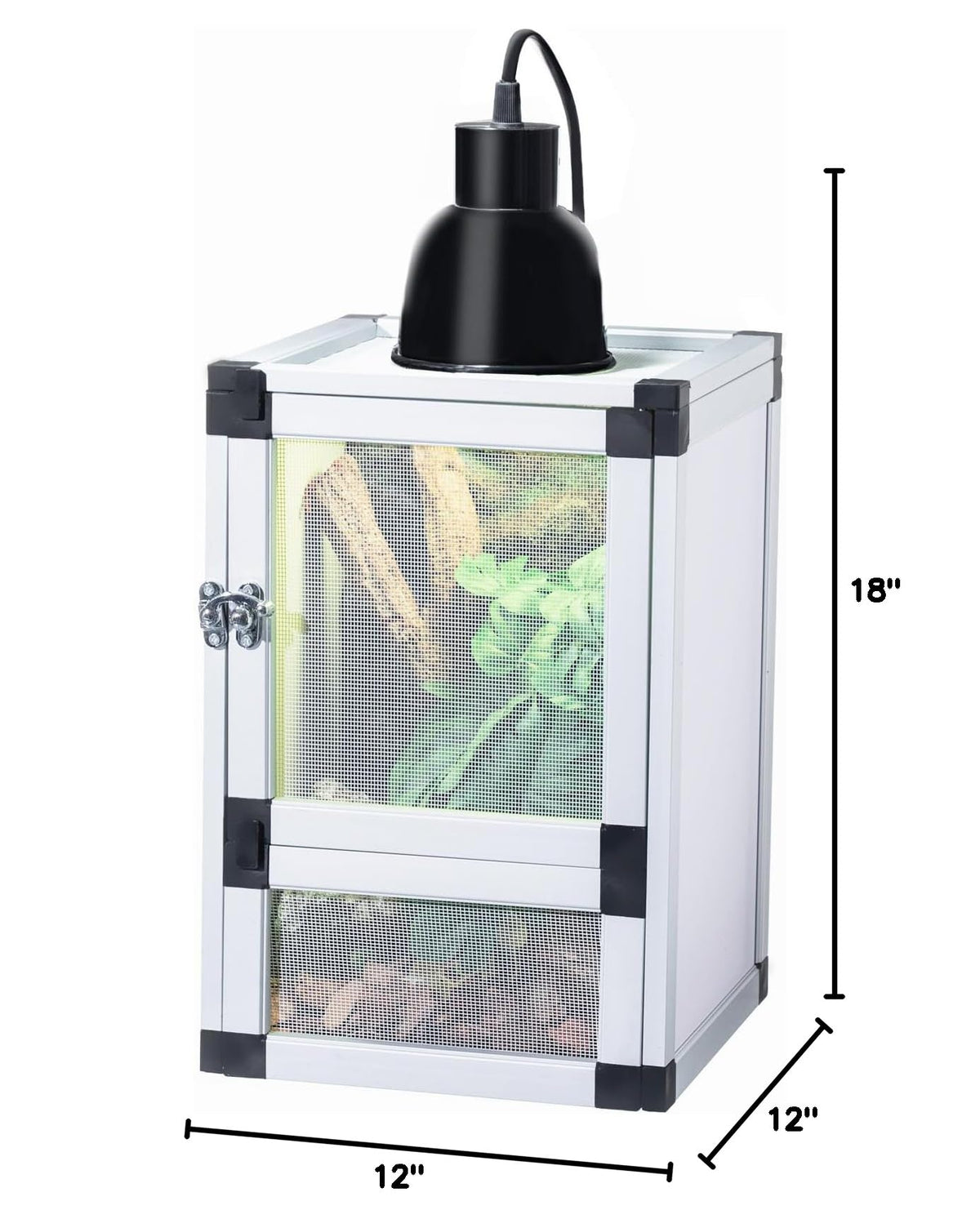 PVC Habitat Enclosure with Screen & Acrylic Doors, 12"x12"x18" Reptile Terrarium M689