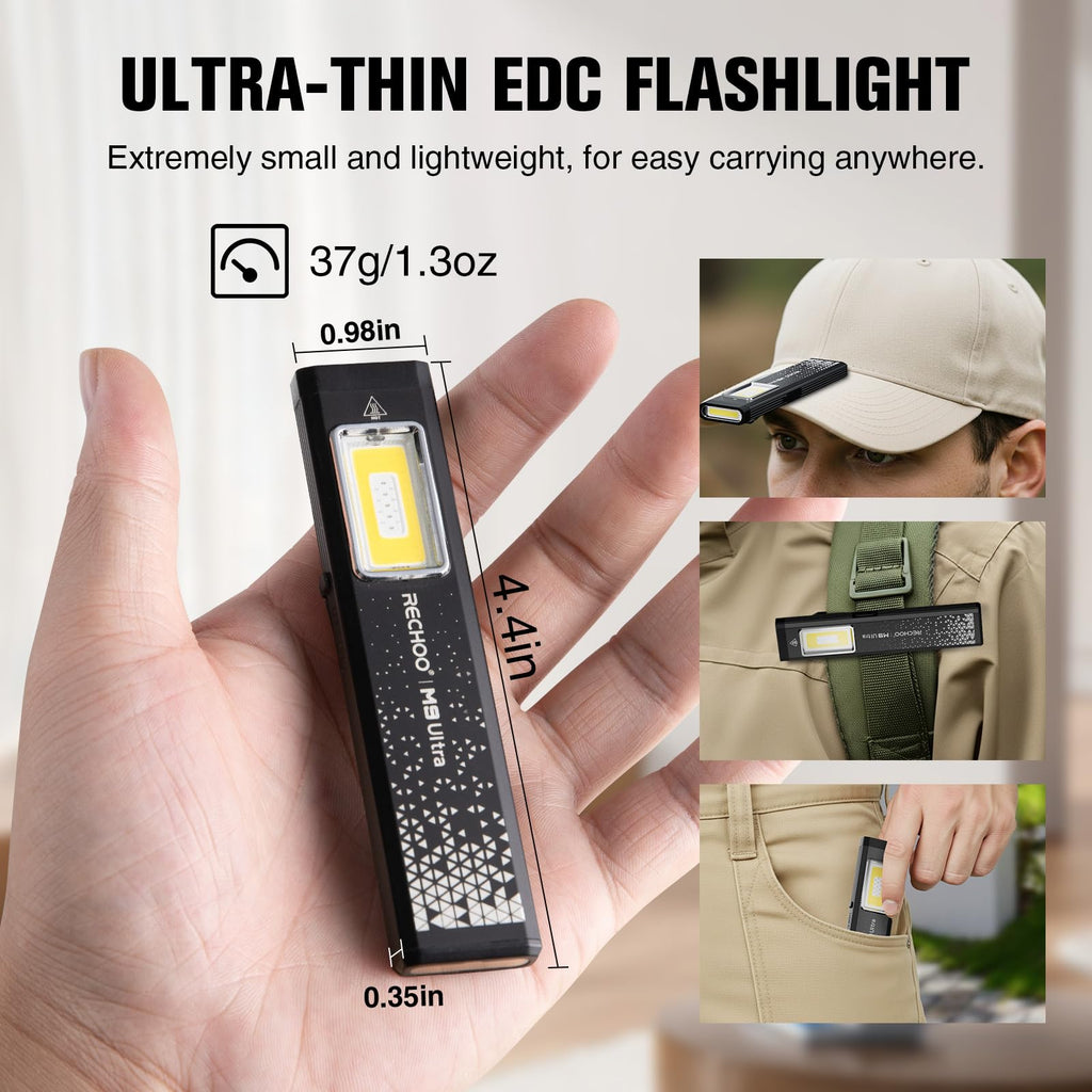 Flat EDC Rechargeable Flashlight with Magnetic Base & Clip H663