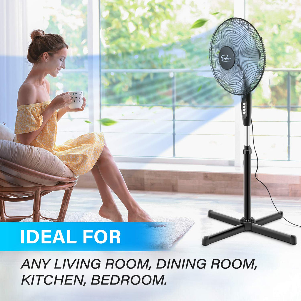 16″ 3 Speed Oscillating Pedestal Stand Fan, Black N69981