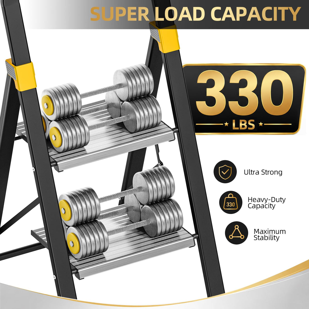 2 Step Ladder Lightweight Aluminum Folding Step Stool M3476