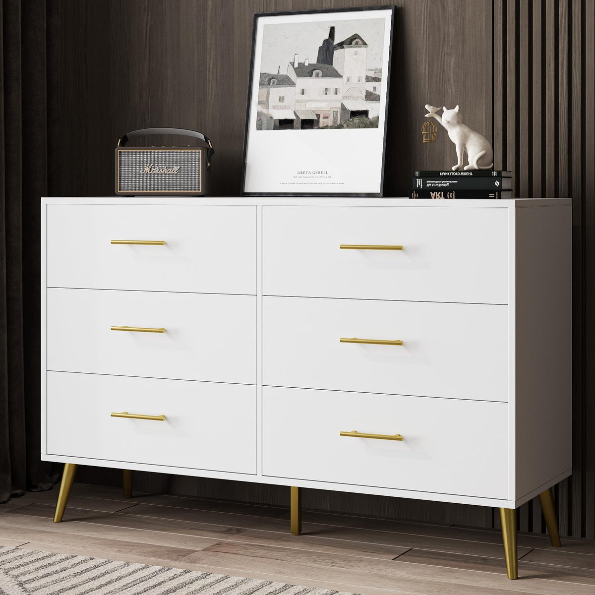 White 6 Drawer Dresser E705
