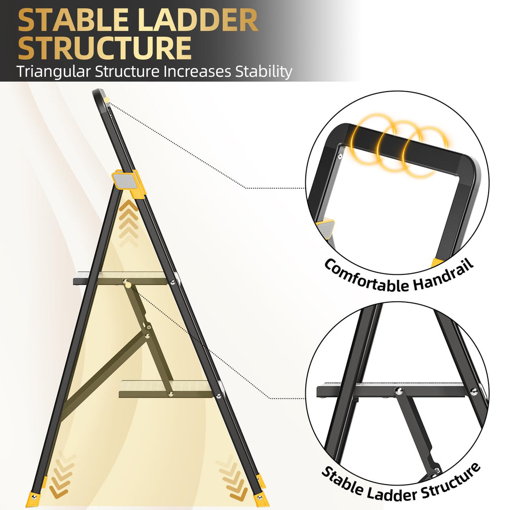 2 Step Ladder Lightweight Aluminum Folding Step Stool M3476
