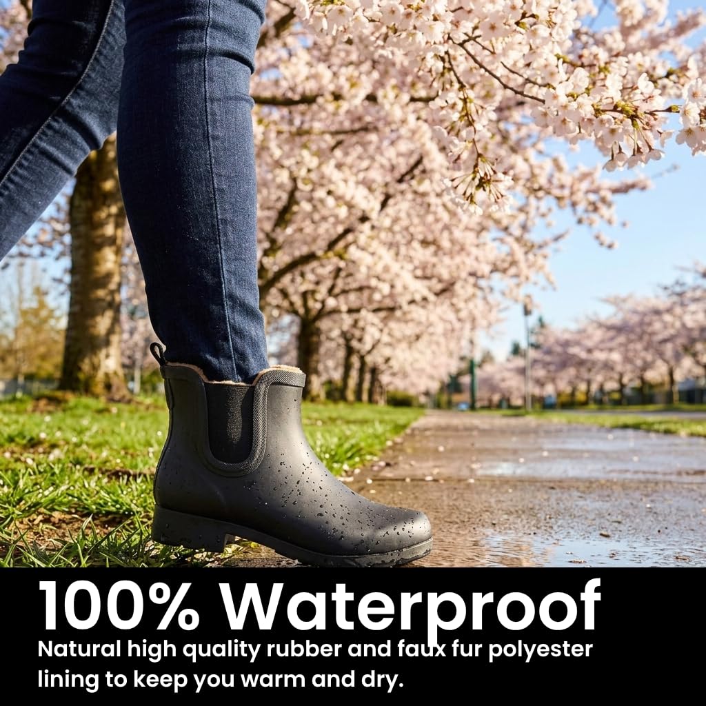 Waterproof Faux Fur Chelsea Rain Boot O996451