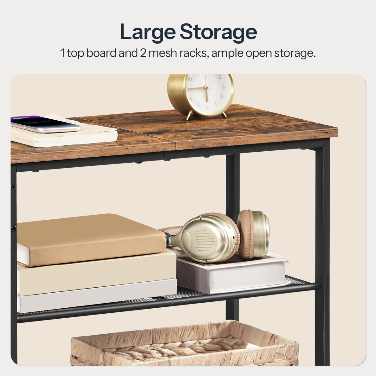 3-Tier Narrow End Table with Charging Station C161075