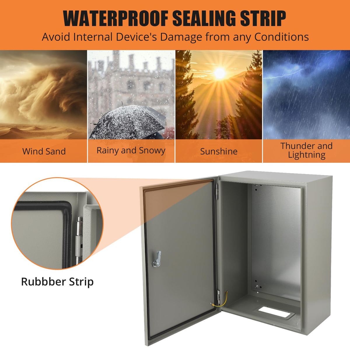 24" x 16" x 10" Waterproof Stainless Steel Electrical Enclosure Box with Lock S255676