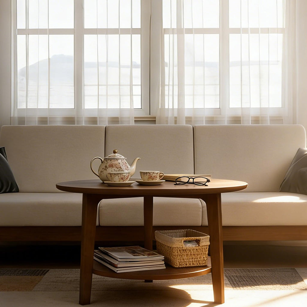 2-Tier Round Wood Coffee Table D6557