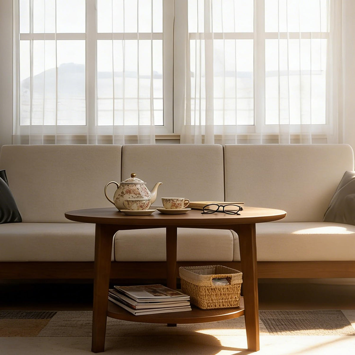 2-Tier Round Wood Coffee Table D6557