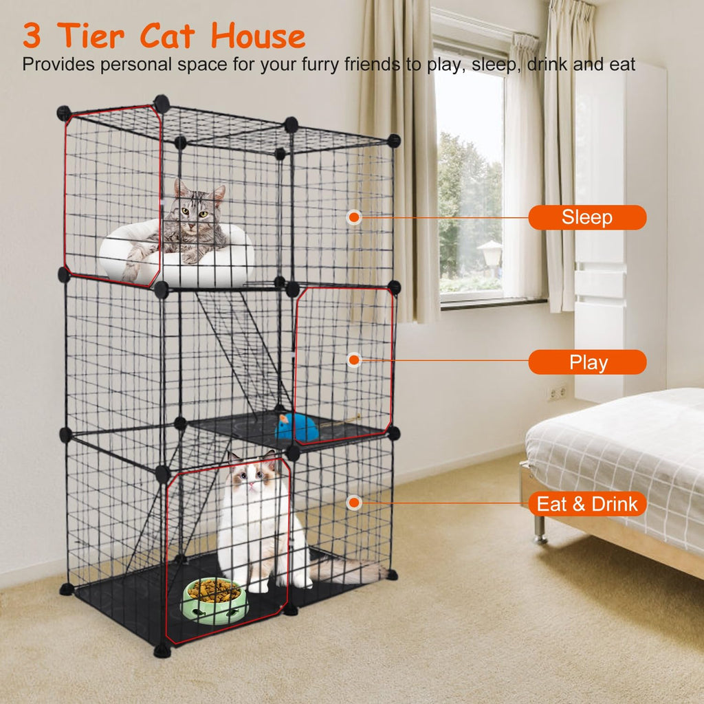 3-Tier Cat Cage with 3 Doors 2 Ramp Ladders R319