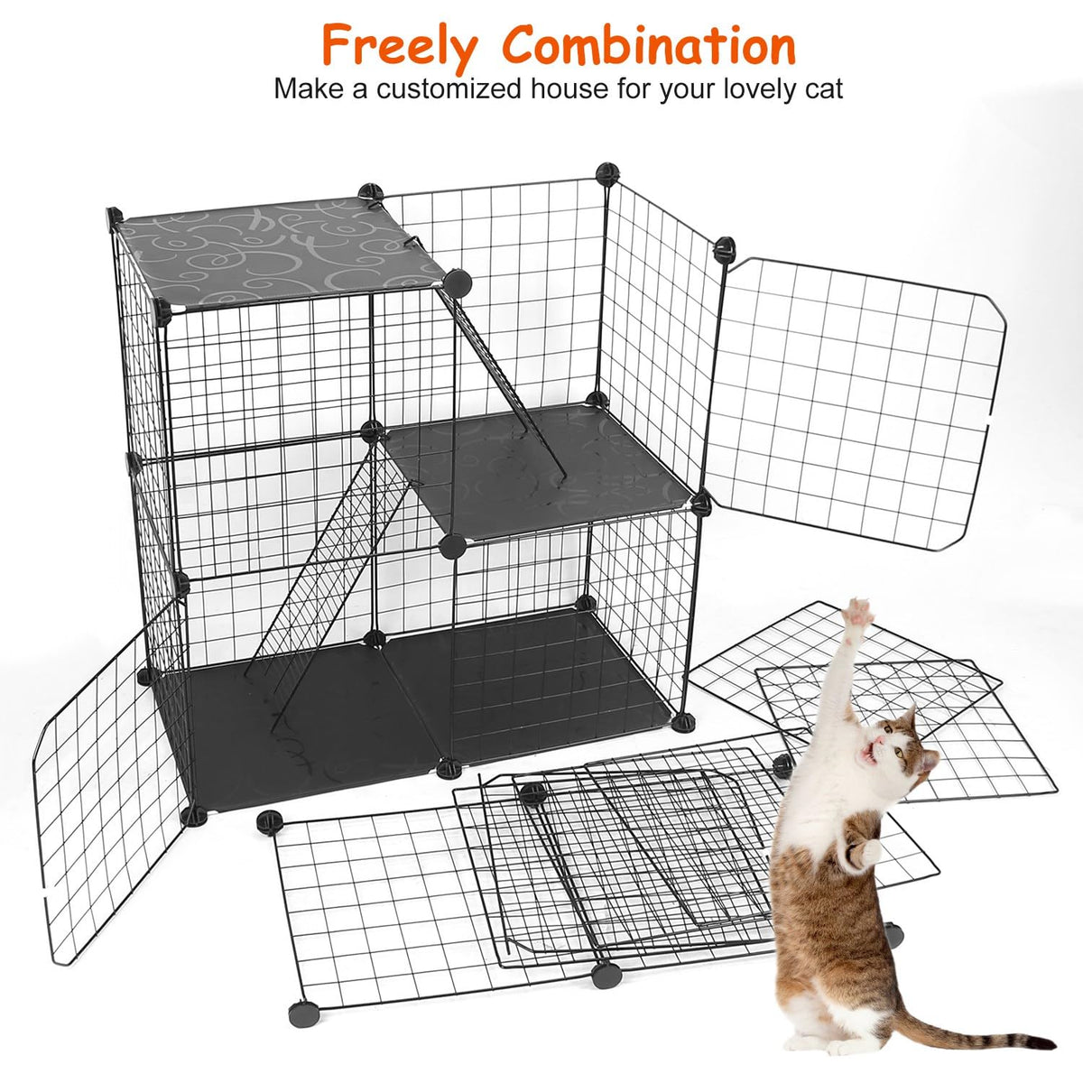 3-Tier Cat Cage with 3 Doors 2 Ramp Ladders R319