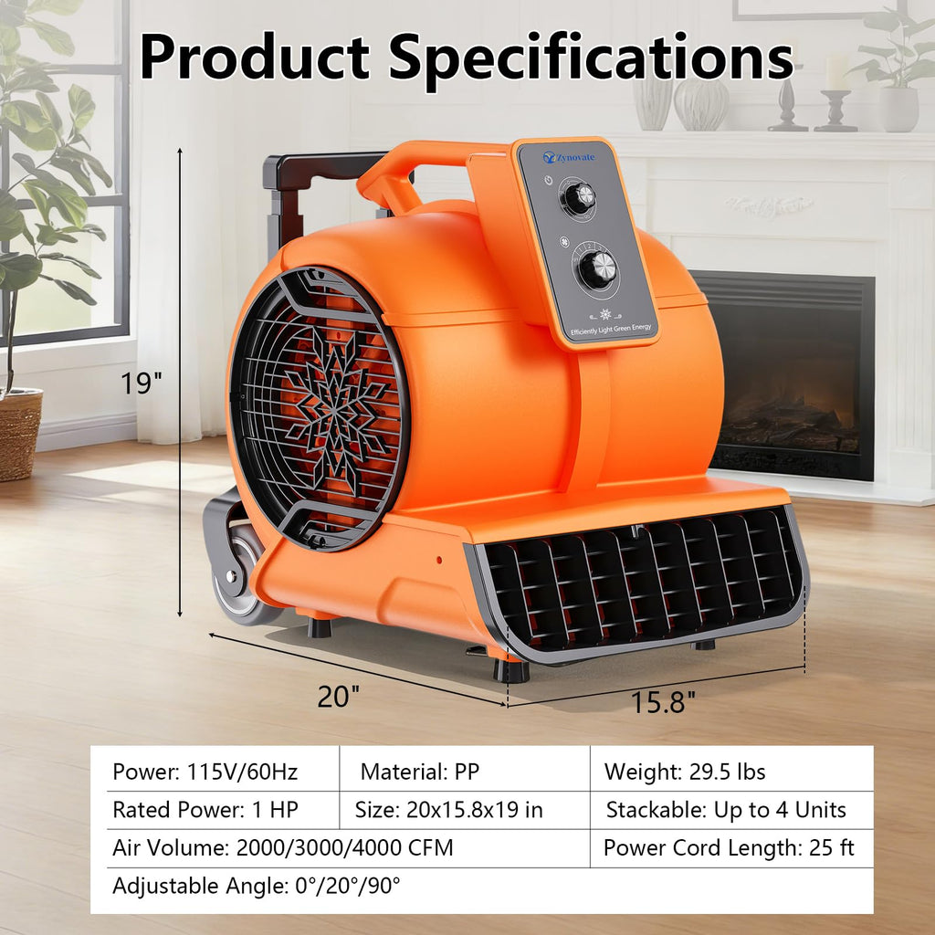 1 HP 4000 CFM Portable Air Mover Z1665
