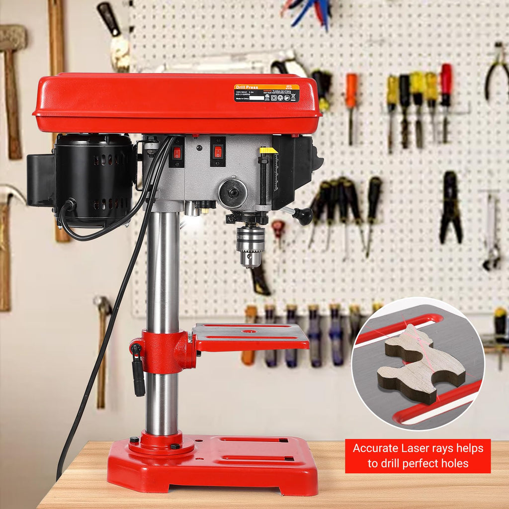 8" Benchtop Drill Press with 5 Adjustable Speeds and Tilting Worktable Z2797