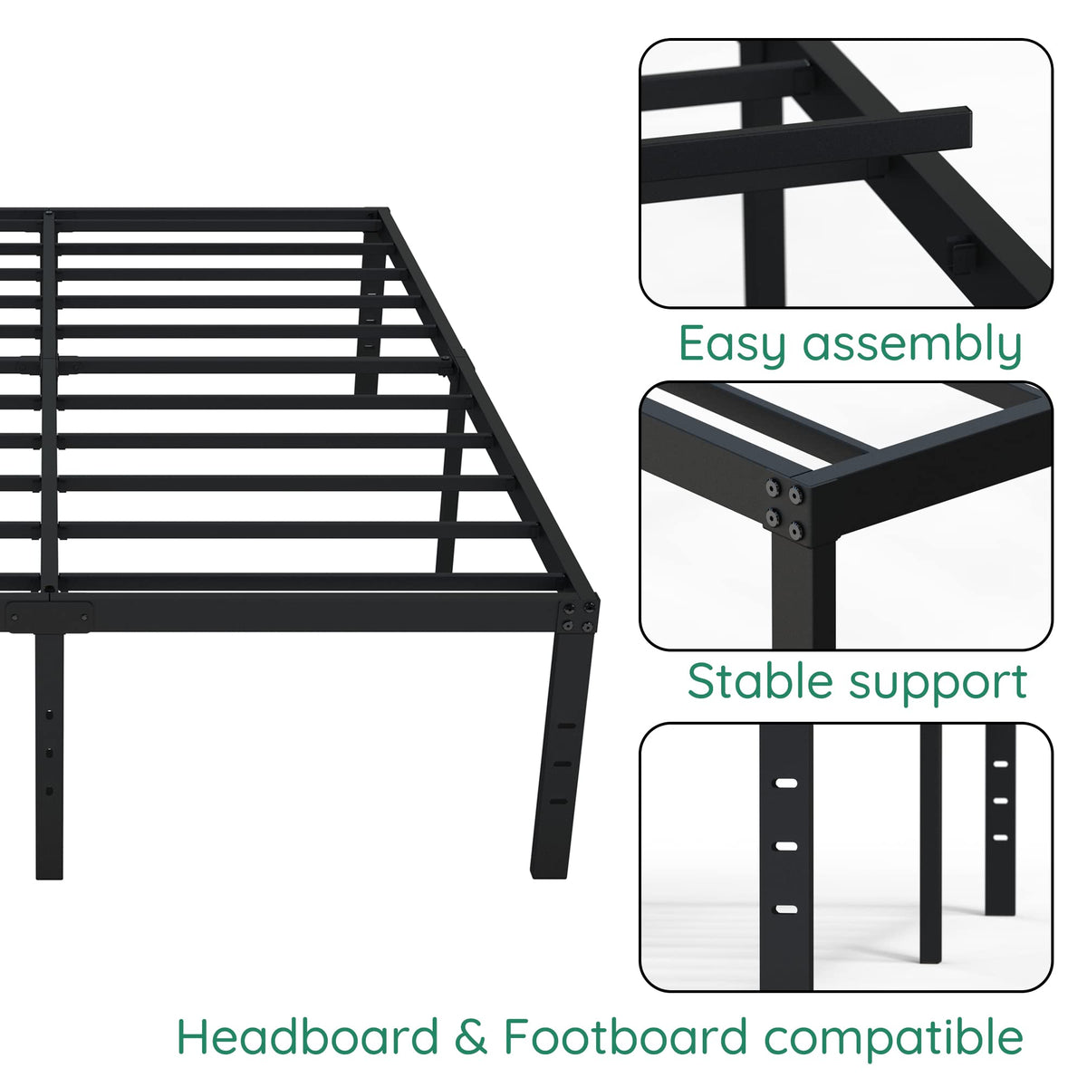 18 Inch High Queen Size Bed Frame with Storage A728018