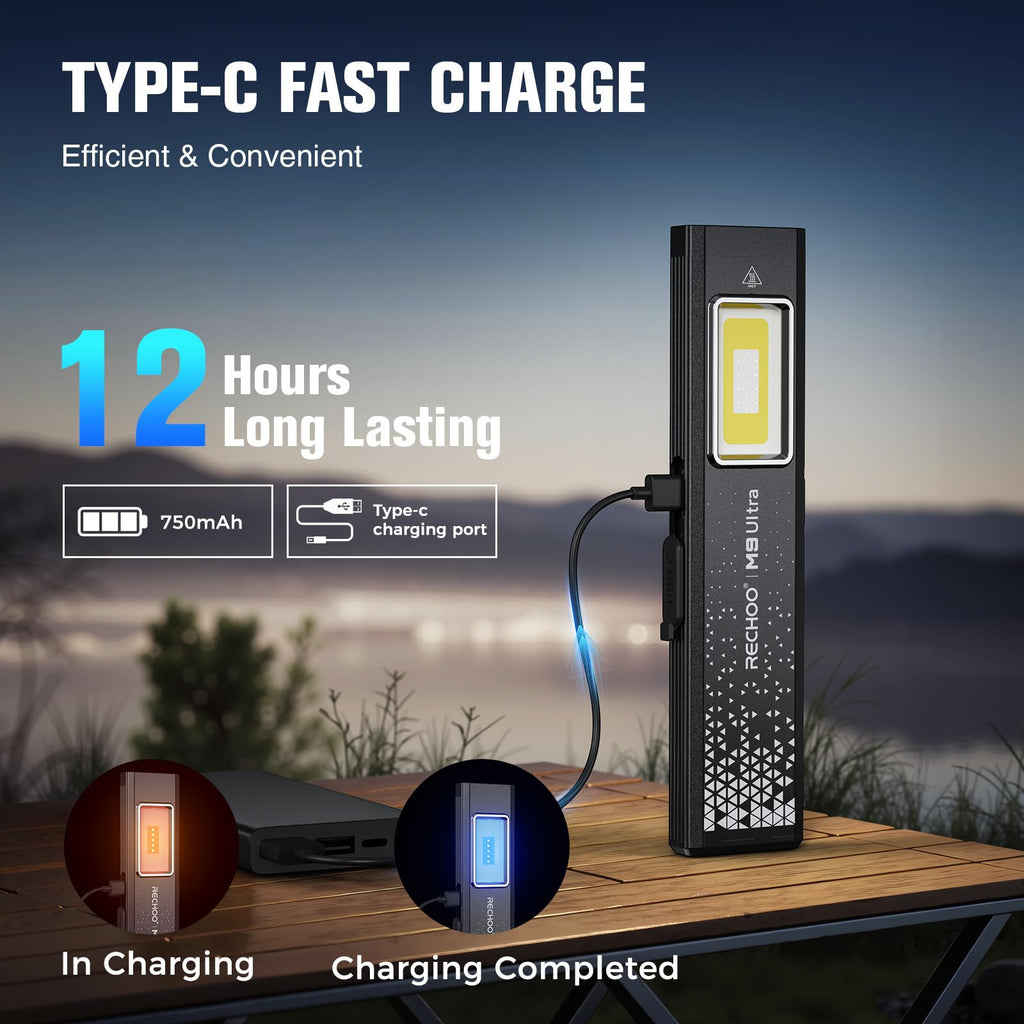Flat EDC Rechargeable Flashlight with Magnetic Base & Clip H663