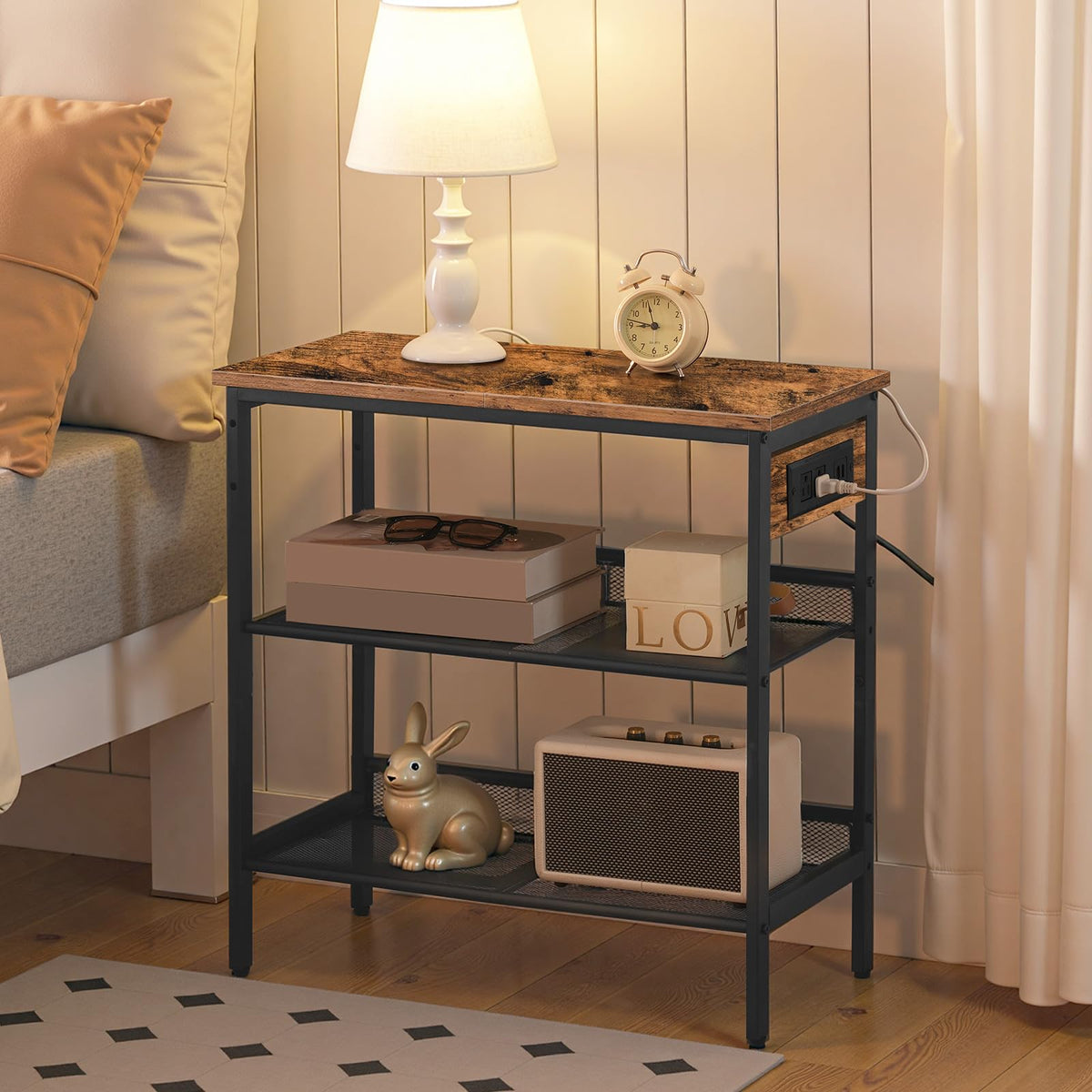 3-Tier Narrow End Table with Charging Station C161075
