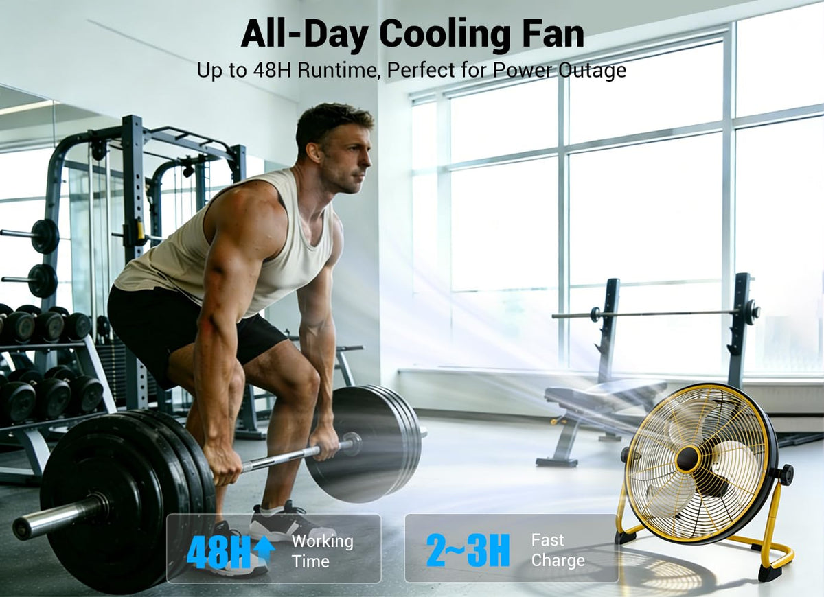 16" Portable Battery Operated Metal Floor Fan V527