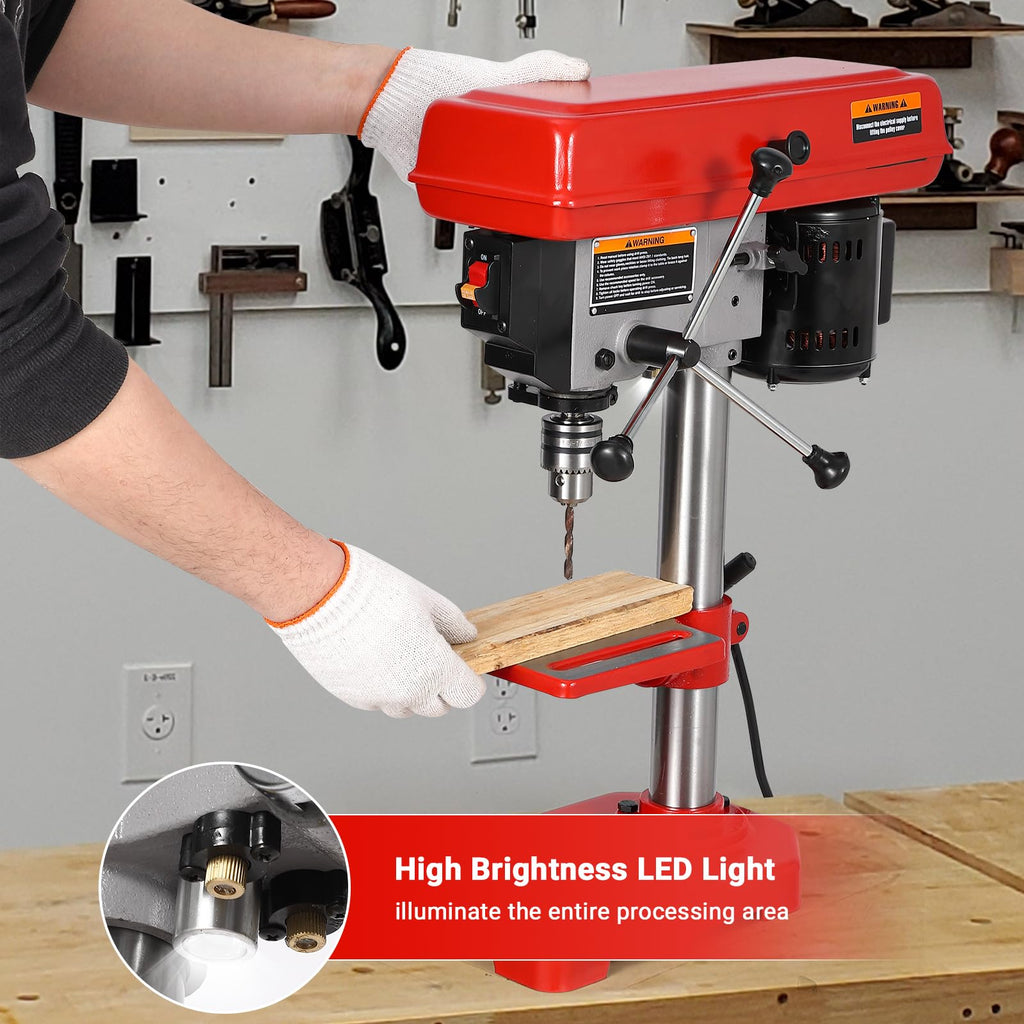 8" Benchtop Drill Press with 5 Adjustable Speeds and Tilting Worktable Z2797