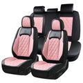 Waterproof Faux Leather Pink & Black Car Seat Covers Full Set C8288