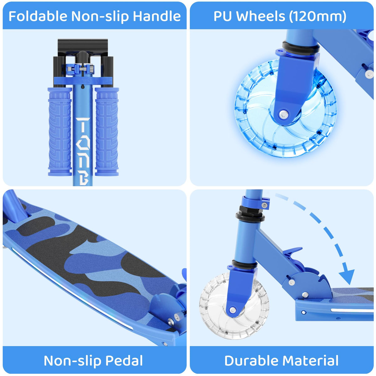 2 Wheel Adjustable Height Foldable Lightweight Kick Scooter B6641