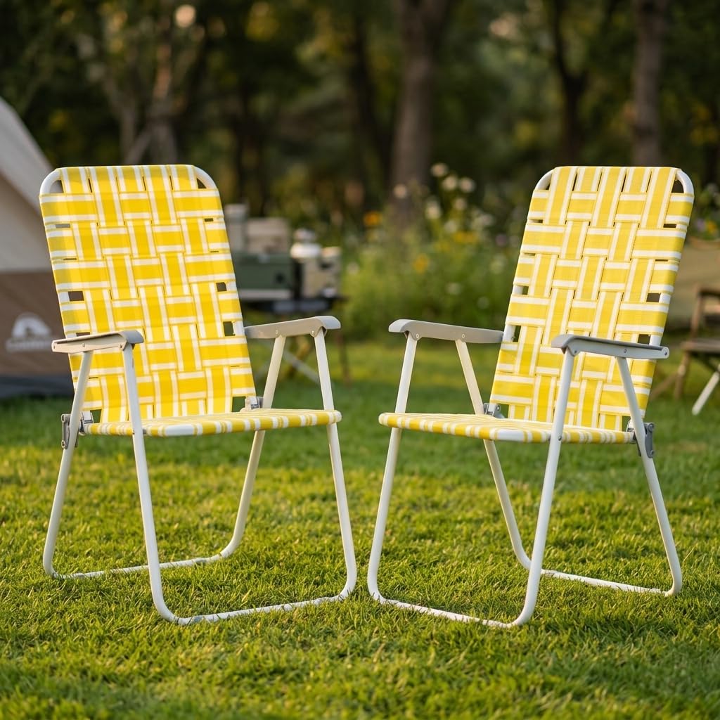 Heavy Duty Webbed Lawn Chair Set of 2 with Aluminum Frame X53394