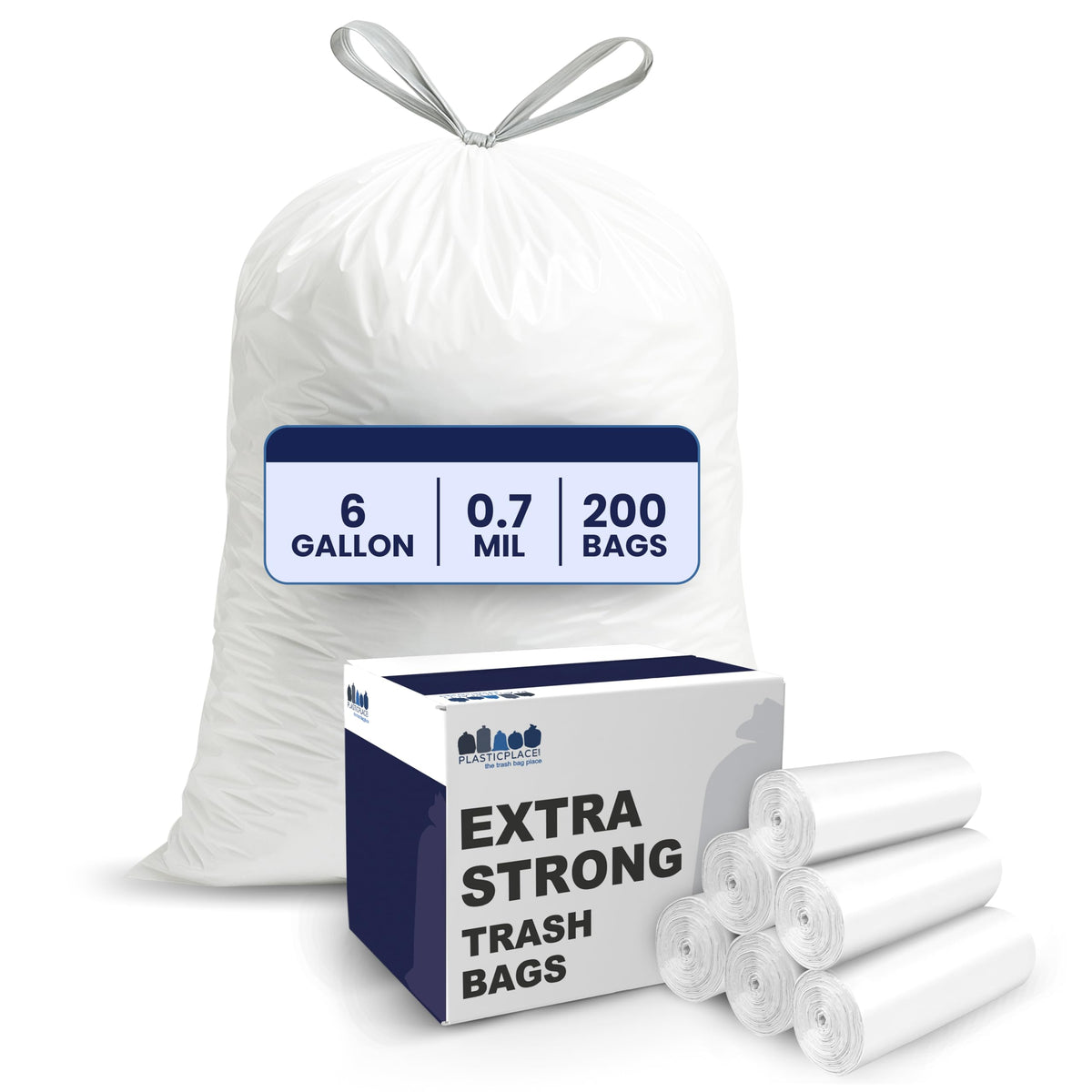 4-6 Gallon White Drawstring Bags Q127